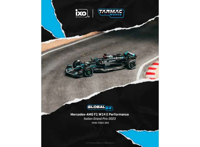 Pre-Order – 2023 Mercedes-Benz AMG F1 W14 E Performance, George Russel Italian Grand Prix, black/blue 1:64 Tarmac Model (TC-T64G-F064-GR2) – ETA. September 2026