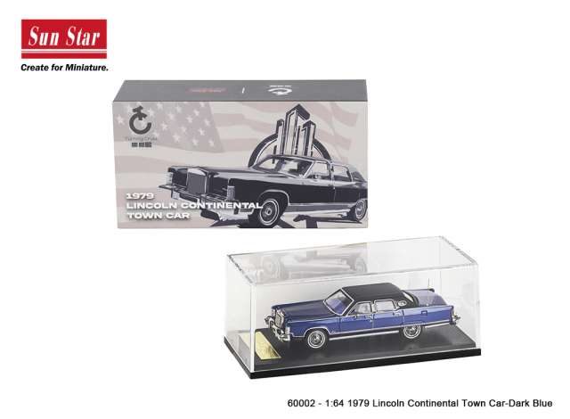 Pre-Order – 1979 Lincoln Continental Town Car, dark blue 1:64 SunStar Model (SUN60002) – ETA. November 2026
