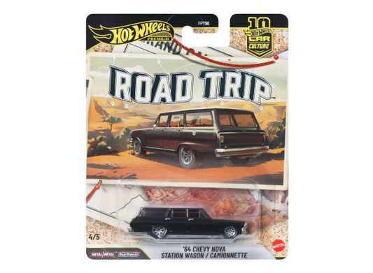Pre-Order – 1964 Chevrolet Nova Station Wagon *Road Trip*, black 1:64 Hotwheels Model (hwmvJKF39) – ETA. January 2027