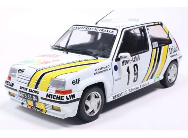 Pre-Order – 1989 Renault 5 GT Turbo MK2 #19 Oreille/Thimonier Monte Carlo, white/yellow 1:18 Solido Model (soli1810006) – ETA. September 2026