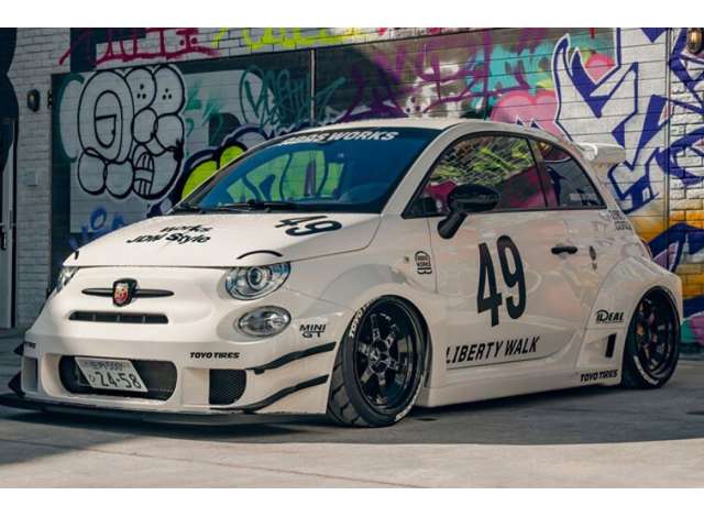 Pre-Order – 2025 Fiat 500 Abarth Liberty Walk body kit, white 1:18 Solido Model (soli1815401) – ETA. September 2026