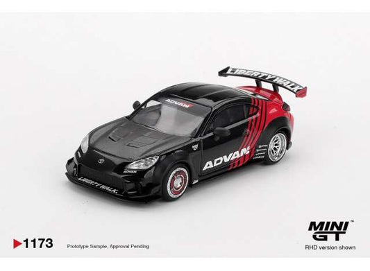 Pre-Order – 2025 Toyota GR86 LB Nation *Advan*, black/red 1:64 Mini GT Model (MGT01173BL) – ETA. September 2026
