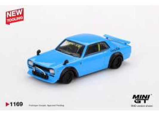 Pre-Order – 2015 Nissan Hakosuka *Nissan LB Works Hakosuka*, baby blue 1:64 Mini GT Model (MGT01169BL) – ETA. September 2026