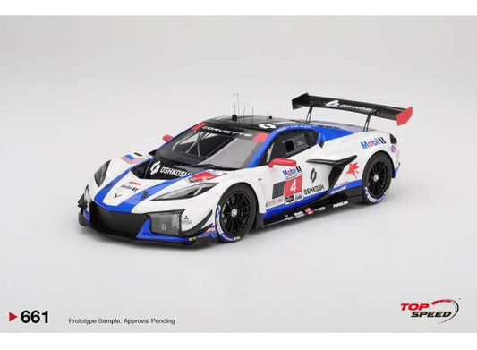 Pre-Order – 2025 Chevrolet Corvette Z06 GT3.R #4 Corvette Racing By Pratt Miller Motorsports Sebring 12 hrs, white/blue/red 1:18 Top Speed Model (TS0661) – ETA. September 2026