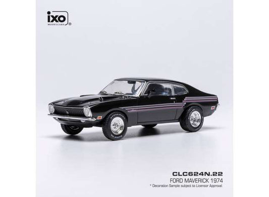 Pre-Order – 1974 Ford Maverick, black with stripes 1:43 IXO Models Model (ixoCLC624) – ETA. July/August 2026