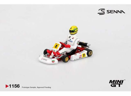 Pre-Order – 1993 Senna Kart Formula K #2 Ayrton Senna Da Silva Masters Of Paris-Bercy, white 1:64 Mini GT Model (MGT01156BL) – ETA. September 2026