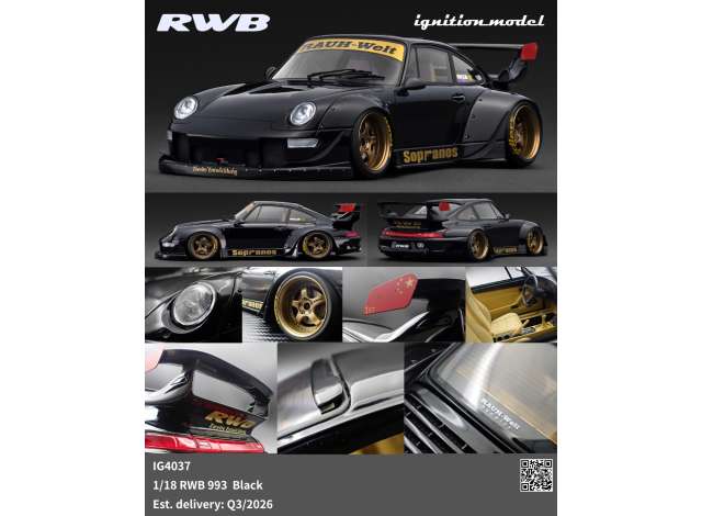 Pre-Order – RWB 993, black 1:18 Ignition Model (IG4037) – ETA. October/November 2026