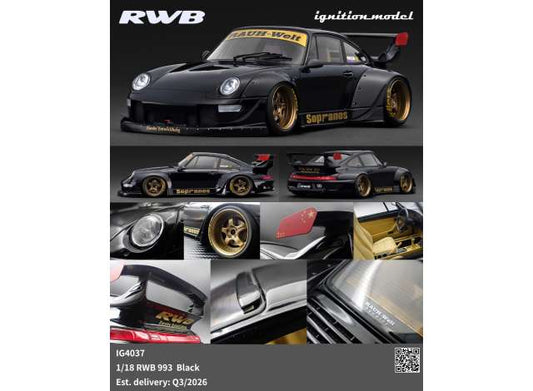 Pre-Order – RWB 993, black 1:18 Ignition Model (IG4037) – ETA. October/November 2026