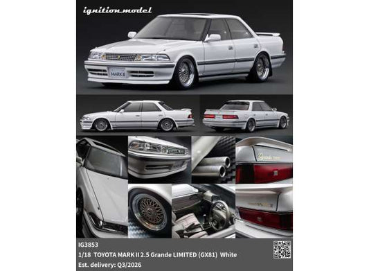 Pre-Order – Toyota MARK II 2.5 Grande LIMITED (GX81), white 1:18 Ignition Model (IG3853) – ETA. October/November 2026