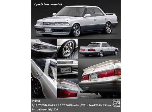 Pre-Order – Toyota MARK II 2.5  GT TWIN turbo (GX81), pearl white/silver 1:18 Ignition Model (IG3857) – ETA. October/November 2026