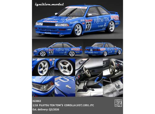 Pre-Order – 1991 Fujitsu TEN TOM'S Corolla #37 JTC, blue 1:18 Ignition Model (IG3863) – ETA. October/November 2026