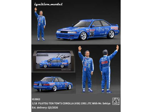 Pre-Order – 1991 Fujitsu TEN TOM'S Corolla #36 JTC with Mr. Sekiya, blue 1:18 Ignition Model (IG3862) – ETA. October/November 2026