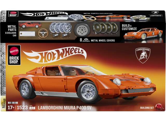 Pre-Order – Brick Shop *Hot Wheels Premium series* 1971 Lamborghini Miura P400 SV Building Set, orange 1:12 Hotwheels Brick Shop Model (HWBSJHF61) – ETA. October 2027