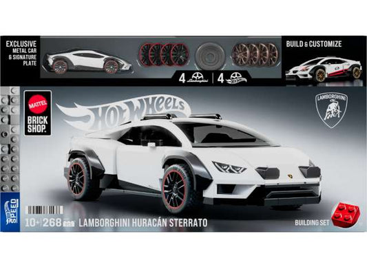 Pre-Order – Brick Shop *Hot Wheels Speed series* Lamborghini Huracan Sterrato Building Set, white 1:32 Hotwheels Brick Shop Model (HWBSJHG75) – ETA. December 2027