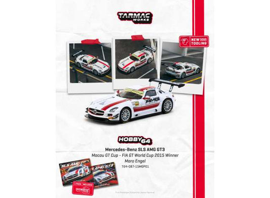 Pre-Order – 2015 Mercedes-Benz SLS AMG GT3 Maro Engel Macau GT Cup - FIA GT World Cup Winner, various 1:64 Tarmac Model (TC-T64-087-15MGP01) – ETA. September 2026