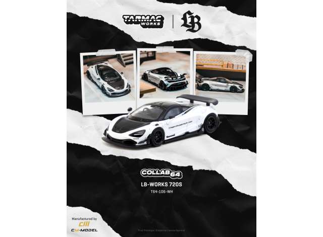 Pre-Order – McLaren LB-Works 720S, white 1:64 Tarmac Model (TC-T64-106-WH) – ETA. September 2026