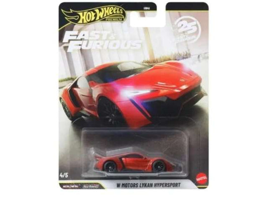 1:64 Hot Wheels 25 Years of Fast & Furious 5/5 W Motors Lykan Hypersport JHW70-LA10