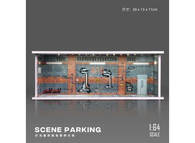 Pre-Order – Old factory parking lot with light, various 1:64 Black Box Diorama Model (KW384-C) – ETA. July/August 2026