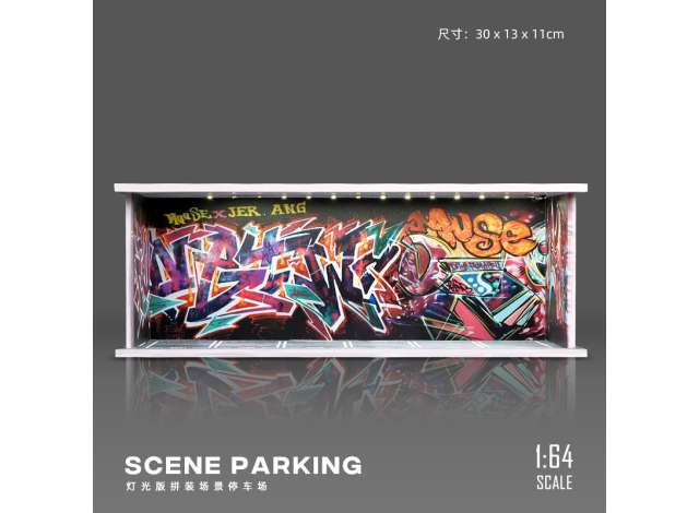 Pre-Order – Graffiti parking lot with light, various 1:64 Black Box Diorama Model (KW384-E) – ETA. July/August 2026