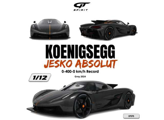Pre-Order – 2024 Koenigsegg Jesko Absolut 0-400-0 km/h, record grey 1:12 GT Spirit Model (GT575) – ETA. October 2026