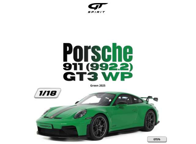 Pre-Order – 2025 Porsche 911 (992.2) GT3 WP *Resin*, green 1:18 GT Spirit Model (GT576) – ETA. October 2026