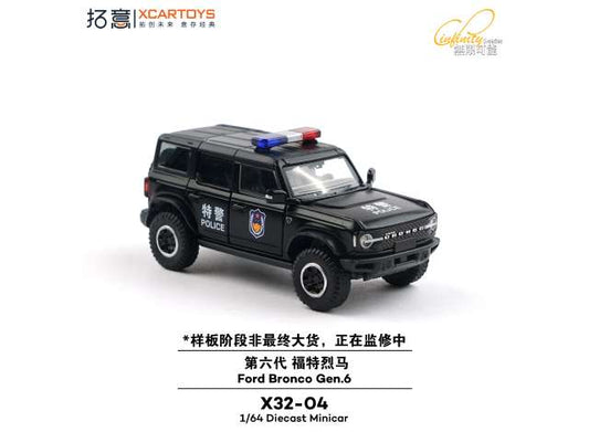 Pre-Order – Ford Bronco Gen 6 State Police, Black 1:64 XCartoys Model (XcarX32-04) Stocks Due July/August 2026