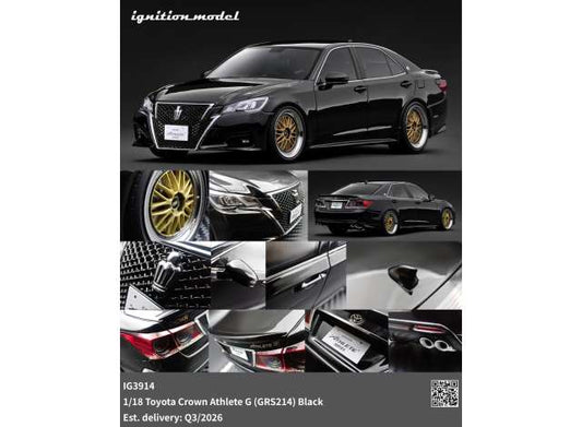 Pre-Order – Toyota Crown Athlete G (GRS214), black 1:18 Ignition Model (IG3914) – ETA. October/November 2026