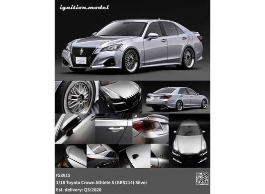 Pre-Order – Toyota Crown Athlete S (GRS214), silver 1:18 Ignition Model (IG3915) – ETA. October/November 2026