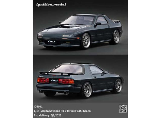 Pre-Order – Mazda Savanna RX-7 Infini (FC3S), green 1:18 Ignition Model (IG4091) – ETA. October/November 2026