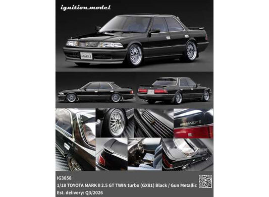 Pre-Order – Toyota MARK II 2.5  GT TWIN turbo (GX81), black/gun metallic 1:18 Ignition Model (IG3858) – ETA. October/November 2026