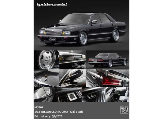 Pre-Order – Nissan Cedric Cima (Y31), black 1:18 Ignition Model (IG3904) – ETA. October/November 2026
