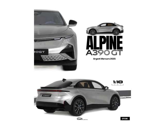 Pre-Order – 2025 Alpine A390 GT *Resin series*, argent mercure 1:18 OttOmobile Miniatures Model (OT1318) – ETA. October 2026