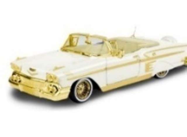 Pre-Order – 1958 Chevrolet Impala *Luxe Legends*, white/gold 1:24 Motor Max Model (mmax79222) – ETA. July/August 2026