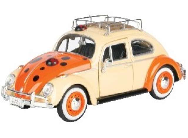 Pre-Order – 1966 Volkswagen Beetle *Ladybug*, beige/orange 1:24 Motor Max Model (mmax79683) – ETA. July/August 2026
