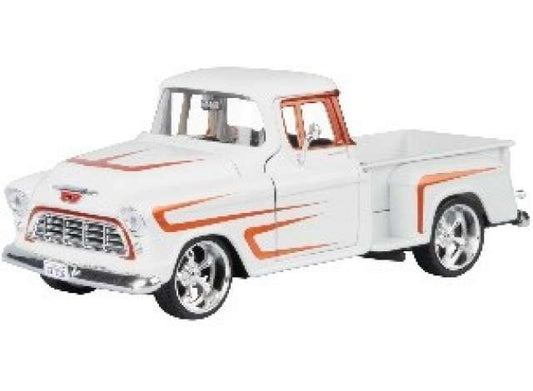 Pre-Order – 1955 Chevrolet 3100 Stepside *Kult Klassics*, white/orange 1:24 Motor Max Model (mmax79888) – ETA. July/August 2026