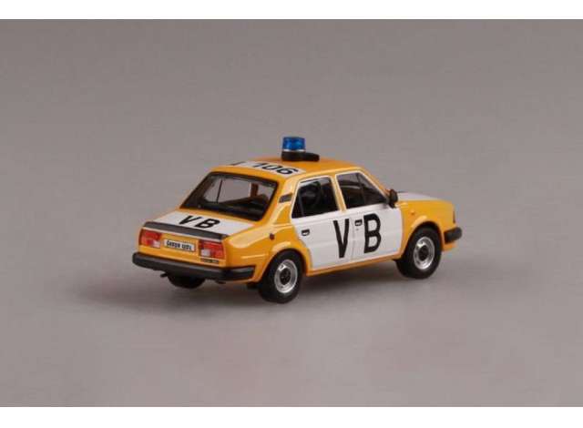 Pre-Order - 1:43 Abrex 1984 Skoda 120L Czechoslovak Communist Police, Orange/White AB143ABSX-702XA1 Stocks Due Jul / Aug