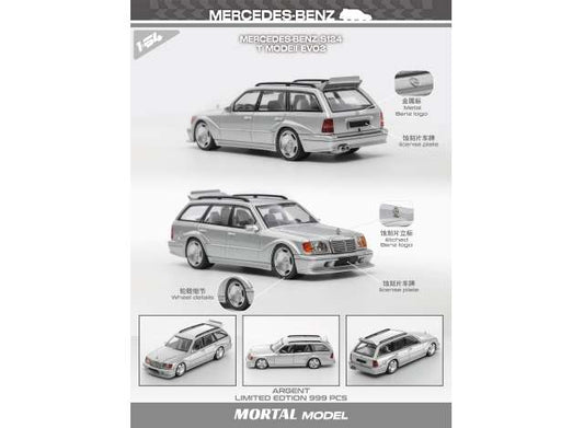 Pre-Order – Mercedes-Benz S124, silver 1:64 Mortal Model Model (MT-007) – ETA. July/August 2026