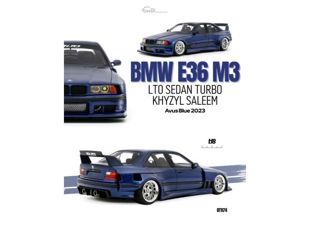 Pre-Order – 2023 BMW E36 LTO Sedan Turbo Khyzyl Saleem *Resin series*, avus blue 1:18 OttOmobile Miniatures Model (OT1174) – ETA. October 2026