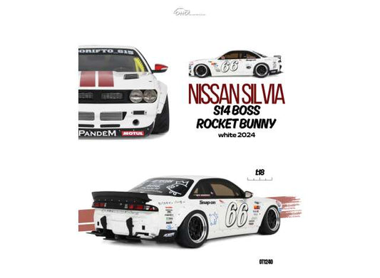 Pre-Order – 2024 Nissan Silvia S14 Boss Rocket Bunny *Resin series*, white 1:18 OttOmobile Miniatures Model (OT1240) – ETA. October 2026