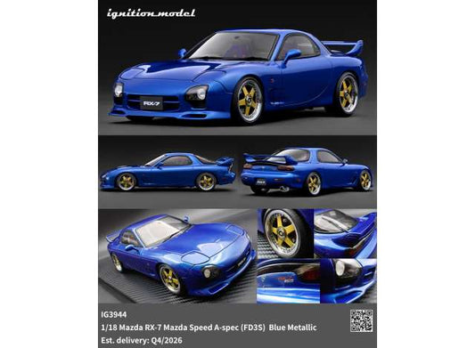 Pre-Order – Mazda RX-7 Mazda Speed A-spec (FD3S), blue metallic 1:18 Ignition Model (IG3944) – ETA. January/February 2027