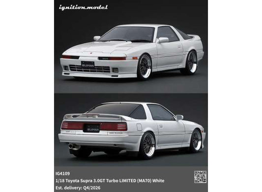 Pre-Order – Toyota Supra 3.0 GT Turbo LIMITED (MA70), white 1:18 Ignition Model (IG4109) – ETA. January/February 2027