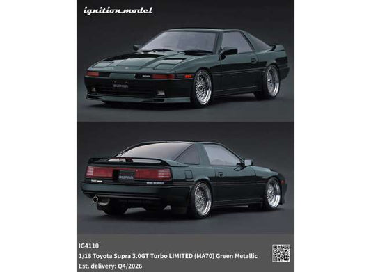 Pre-Order – Toyota Supra 3.0 GT Turbo LIMITED (MA70), green metallic 1:18 Ignition Model (IG4110) – ETA. January/February 2027