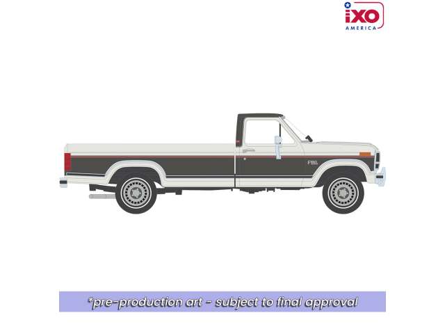 Pre-Order – 1986 Ford F-150 XLT Lariat Long Bed Styleside 4x2 - Combination, Tu-Tone Colonial/dark grey metallic 1:64 IXO America Model (ixoIA64031) – ETA. October/November 2026