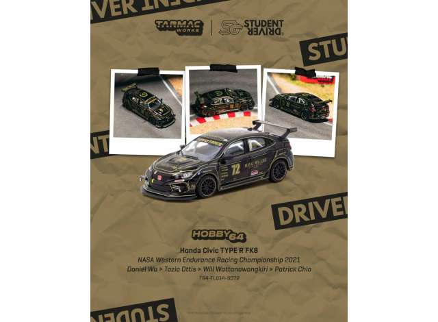 Pre-Order – 2021 Honda Civic Type R Fk8 Black Nasa Western Endurance Racing Championship Black TCT64TL014SD72 Stocks Due Sept / Oct 2026 1:64 Tarmac Works Diecast Model