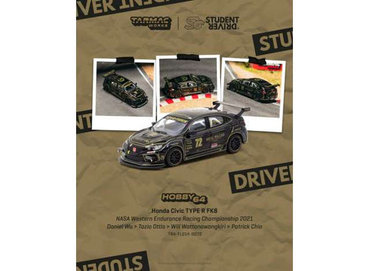 Pre-Order – 2021 Honda Civic Type R FK8 Black Nasa Western Endurance Racing Championship Black TCT64TL014SD72 Stocks Due Sept / Oct 2026 1:64 Tarmac Works Diecast Model Stocks Due Sept / Oct 2026