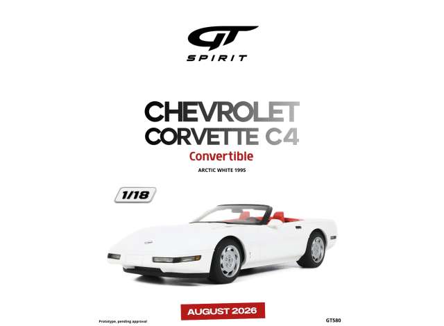 Pre-Order – 1995 Chevrolet Corvette C4 Convertible *Resin serie*, arctic white 1:18 GT Spirit Model (GT580) – ETA. November 2026