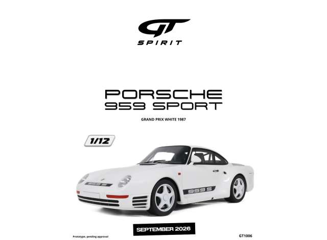 Pre-Order – 1987 Porsche 959 Sport *Resin*, Grand Prix white 1:12 GT Spirit Model (GT1006) – ETA. November 2026