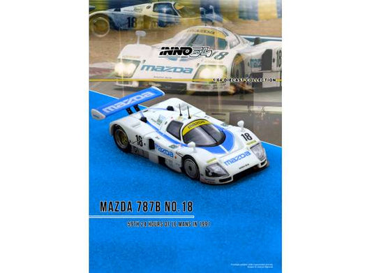 Pre-Order – 1991 Mazda 787B #18 59th 24 Hours Le Mans, white/blue 1:64 Inno Models Model (IN64-787B-18LM91) – ETA. September 2026