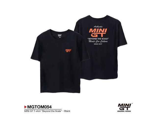 Pre-Order – MINI GT T-shirt *Beyond the Scale*, black 1:0 Mini GT Model (MGTOM054-S) – ETA. October/November 2026