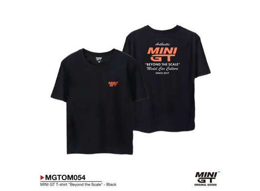 Pre-Order – MINI GT T-shirt *Beyond the Scale*, black 1:0 Mini GT Model (MGTOM054-XXL) – ETA. October/November 2026